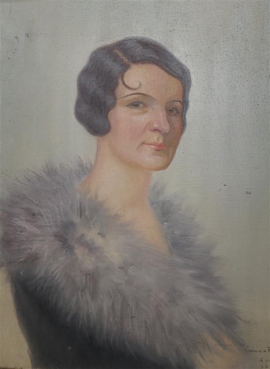 Oil portrait of a lady signed & dated 1938